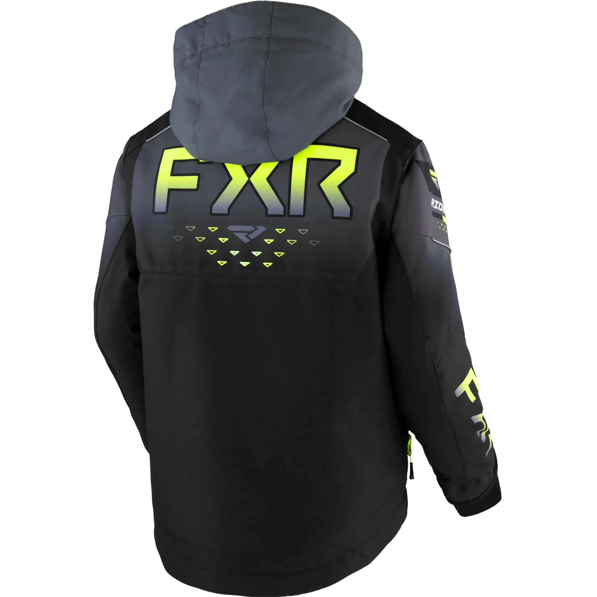 FXR Child Helium Snowmobile Jacket Black/Charcoal Fade/HiVis Grey