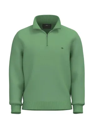 Fynch-Hatton 1/4 Zip Cotton Sweater-Green