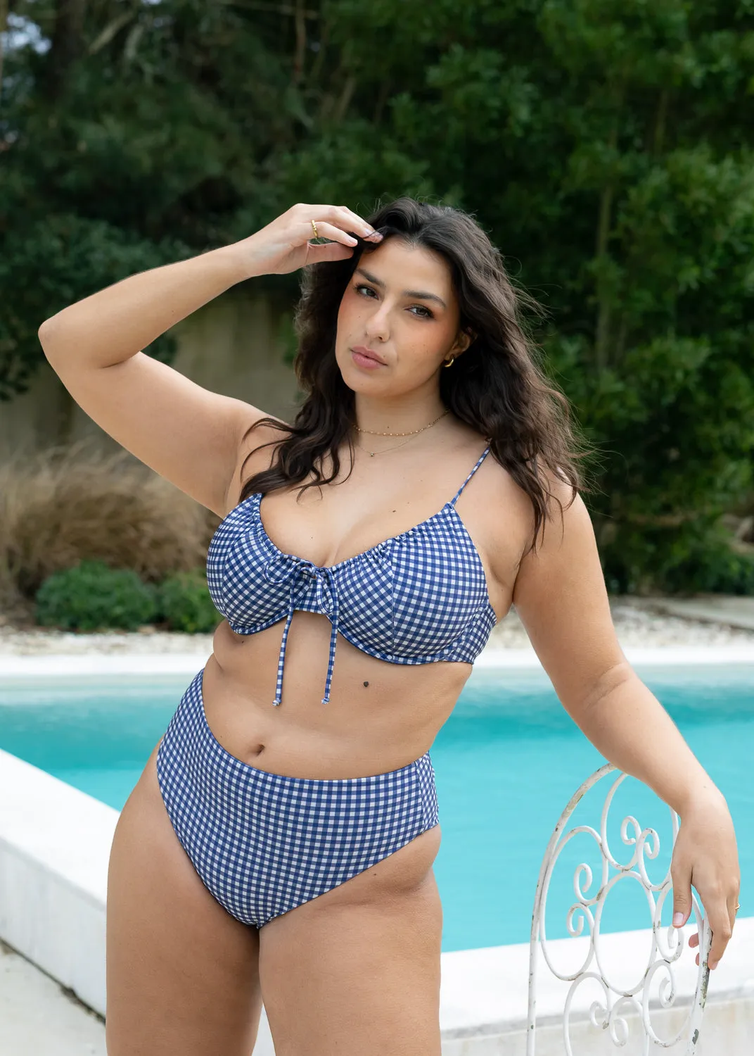 Gingham Drawstring Top