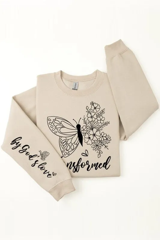 Gods Love Faith Sleeve Graphic Fleece Sweatshirt