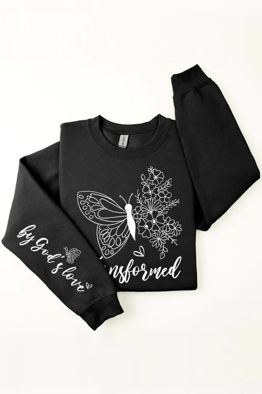Gods Love Faith Sleeve Graphic Fleece Sweatshirt