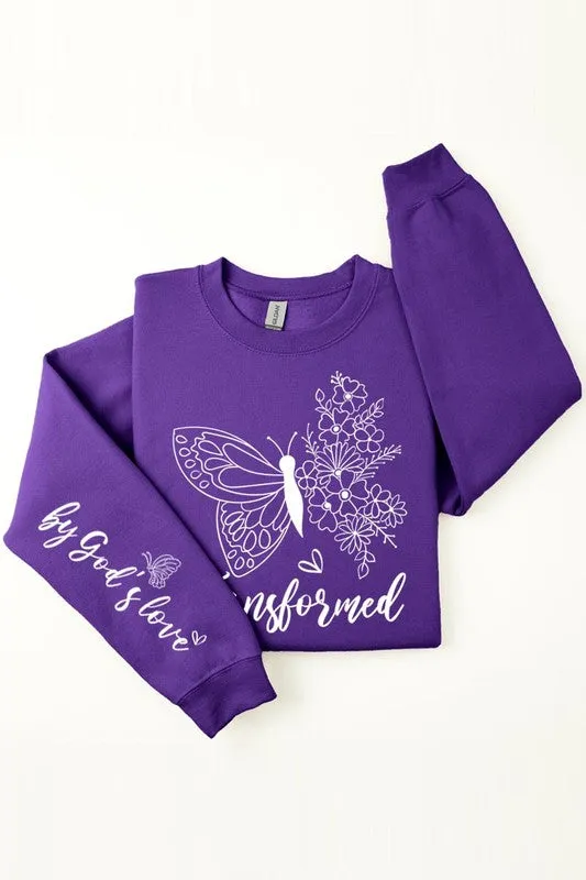 Gods Love Faith Sleeve Graphic Fleece Sweatshirt