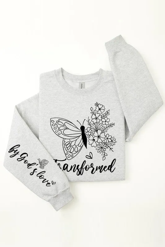 Gods Love Faith Sleeve Graphic Fleece Sweatshirt