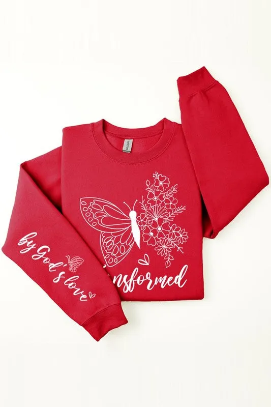 Gods Love Faith Sleeve Graphic Fleece Sweatshirt