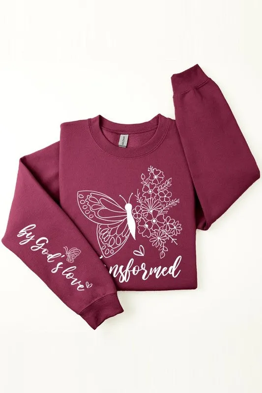 Gods Love Faith Sleeve Graphic Fleece Sweatshirt
