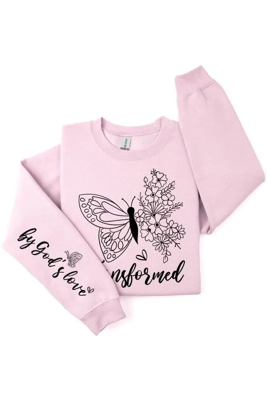 Gods Love Faith Sleeve Graphic Fleece Sweatshirt