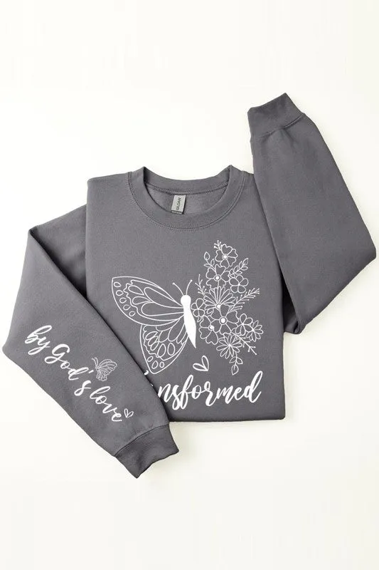 Gods Love Faith Sleeve Graphic Fleece Sweatshirt