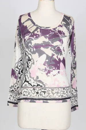 Grey & Purple Silk Wool Cashmere Sweater