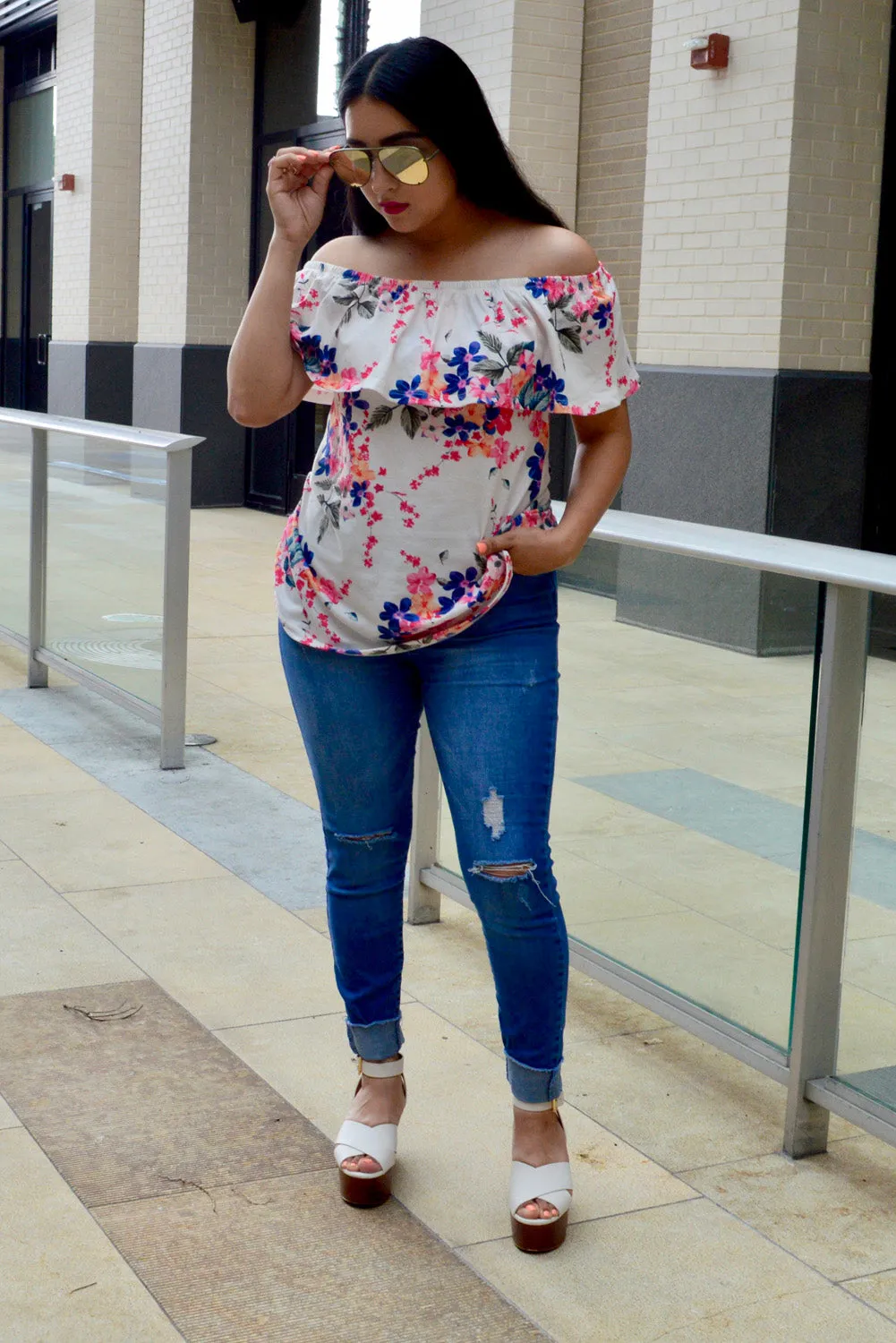 Grow with Me Off The Shoulder Floral Top