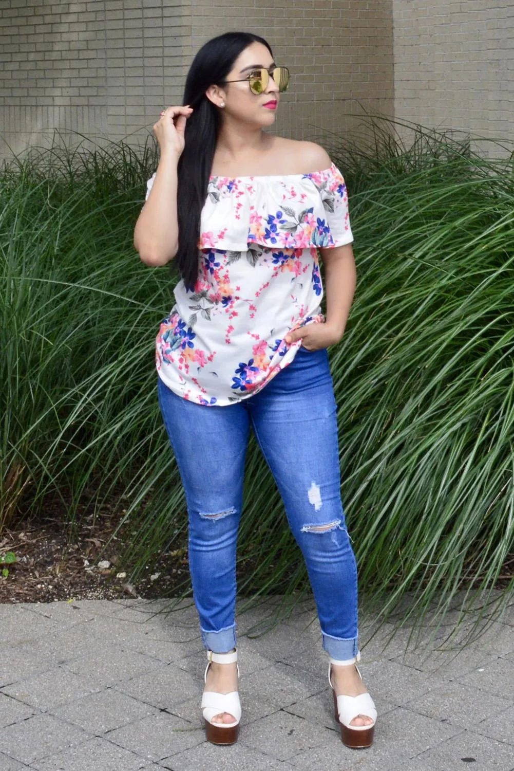 Grow with Me Off The Shoulder Floral Top