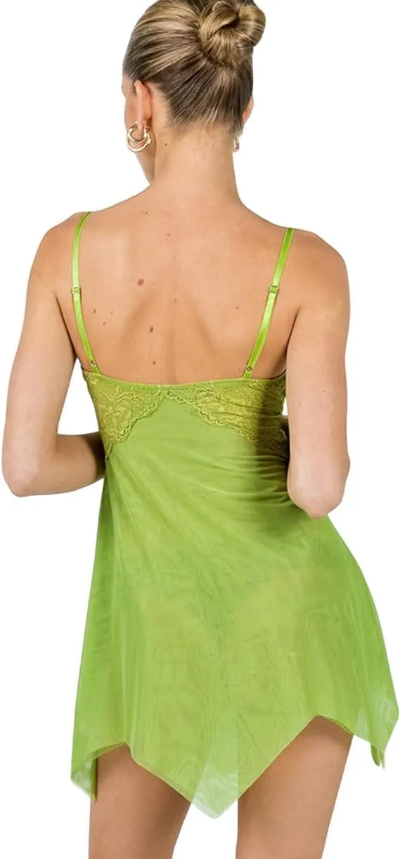 Halloween Fairy Costume Women Green Tinkerbell Dress Sexy Corset Going Out Mini Dress with Elf Wings Cosplay Party