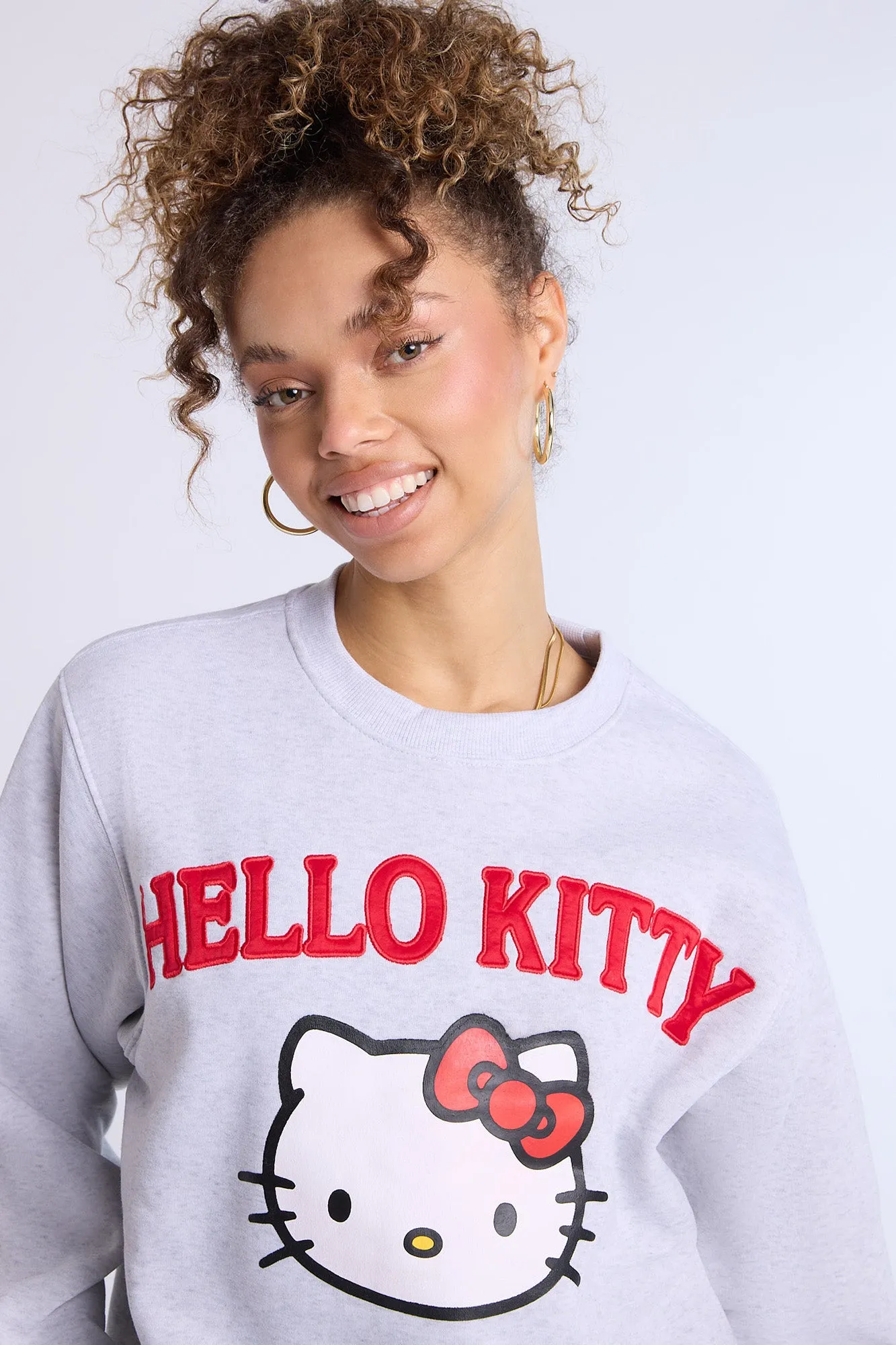 Hello Kitty Graphic Crew Neck Oversized Sweatshirt