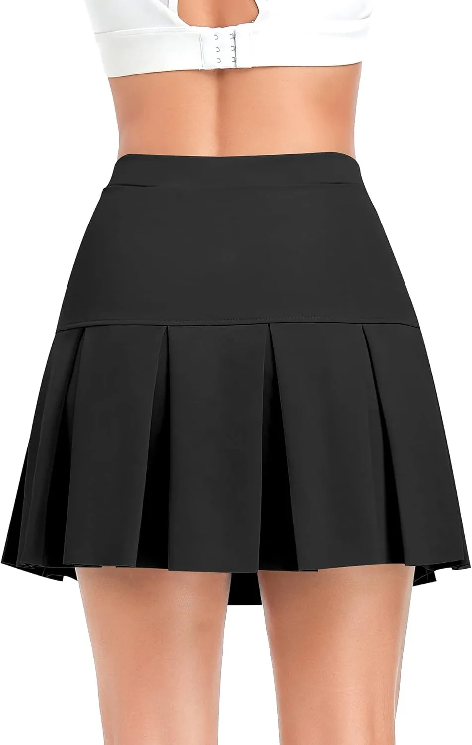 High Waisted Pleated Skirts for Women Skater Tennis Skirt with Shorts Pocket Cute Mini School Girl Skorts