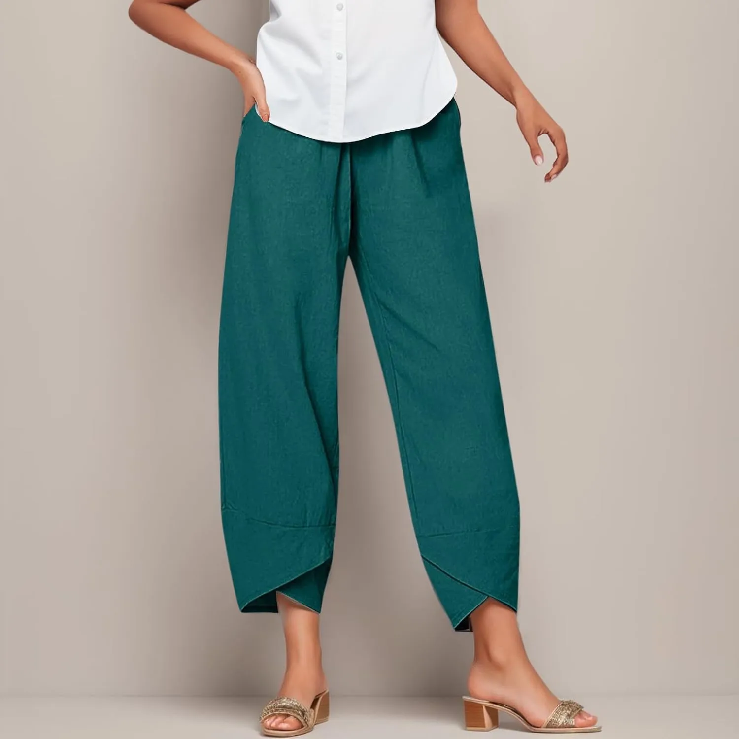 High Waisted Work Pants for Women Winter Opaque Hiking Leggings with Pockets Flare Leggings Wide Leg