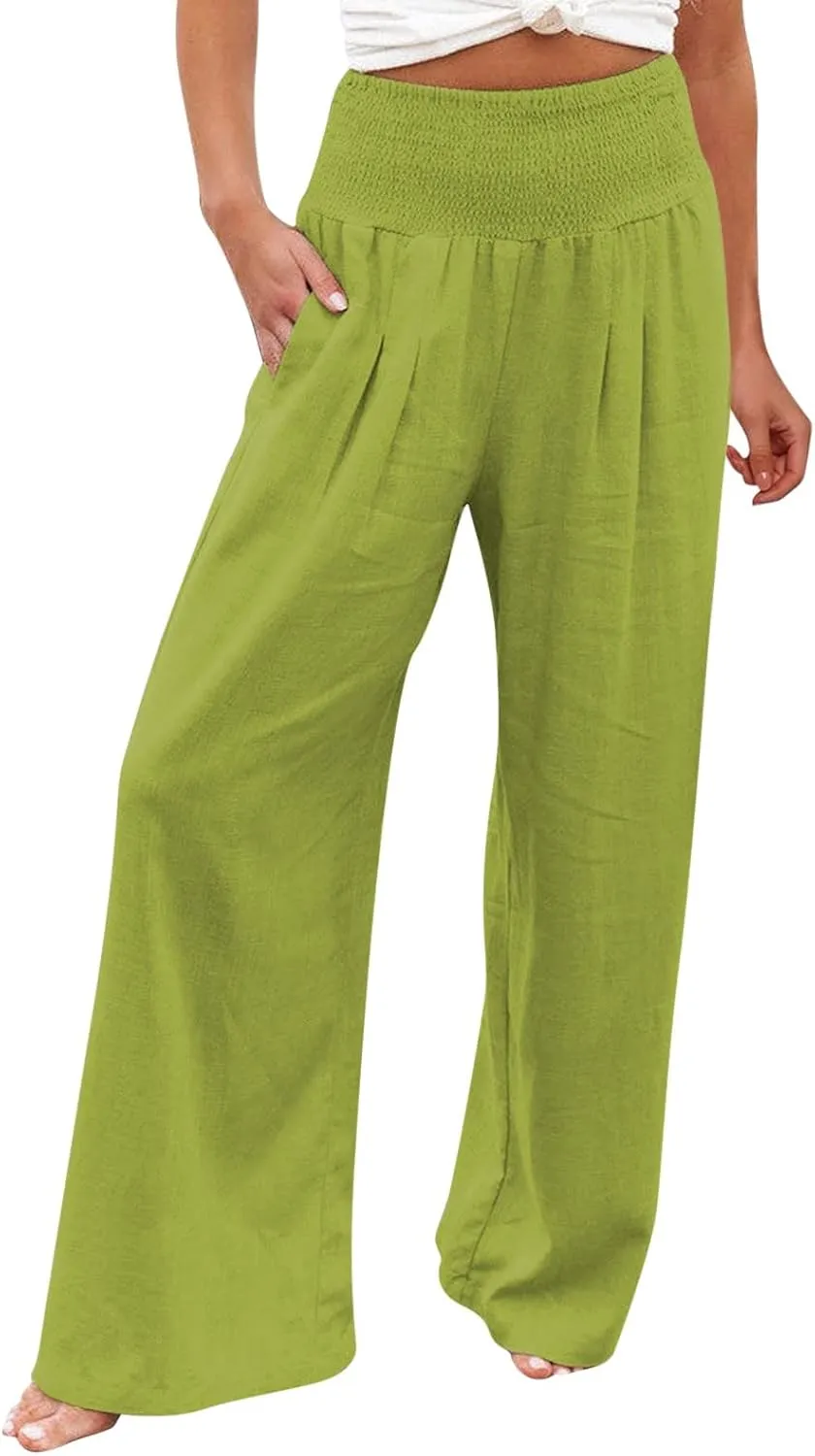 High Waisted Work Pants for Women Winter Straight-Leg Yoga Capris with Pockets Fleece Lined High Waisted