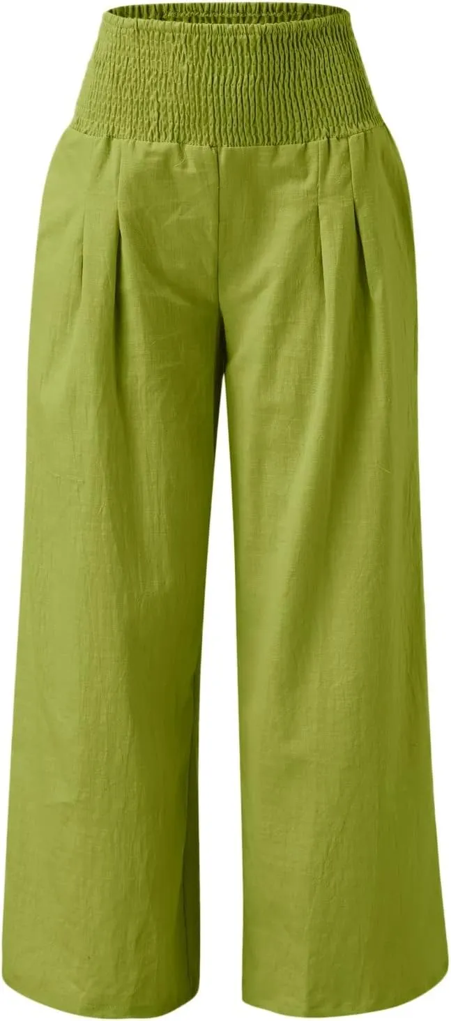High Waisted Work Pants for Women Winter Straight-Leg Yoga Capris with Pockets Fleece Lined High Waisted