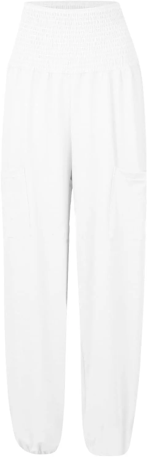 High Waisted Work Pants for Women Winter Straight-Leg Yoga Capris with Pockets Fleece Lined High Waisted