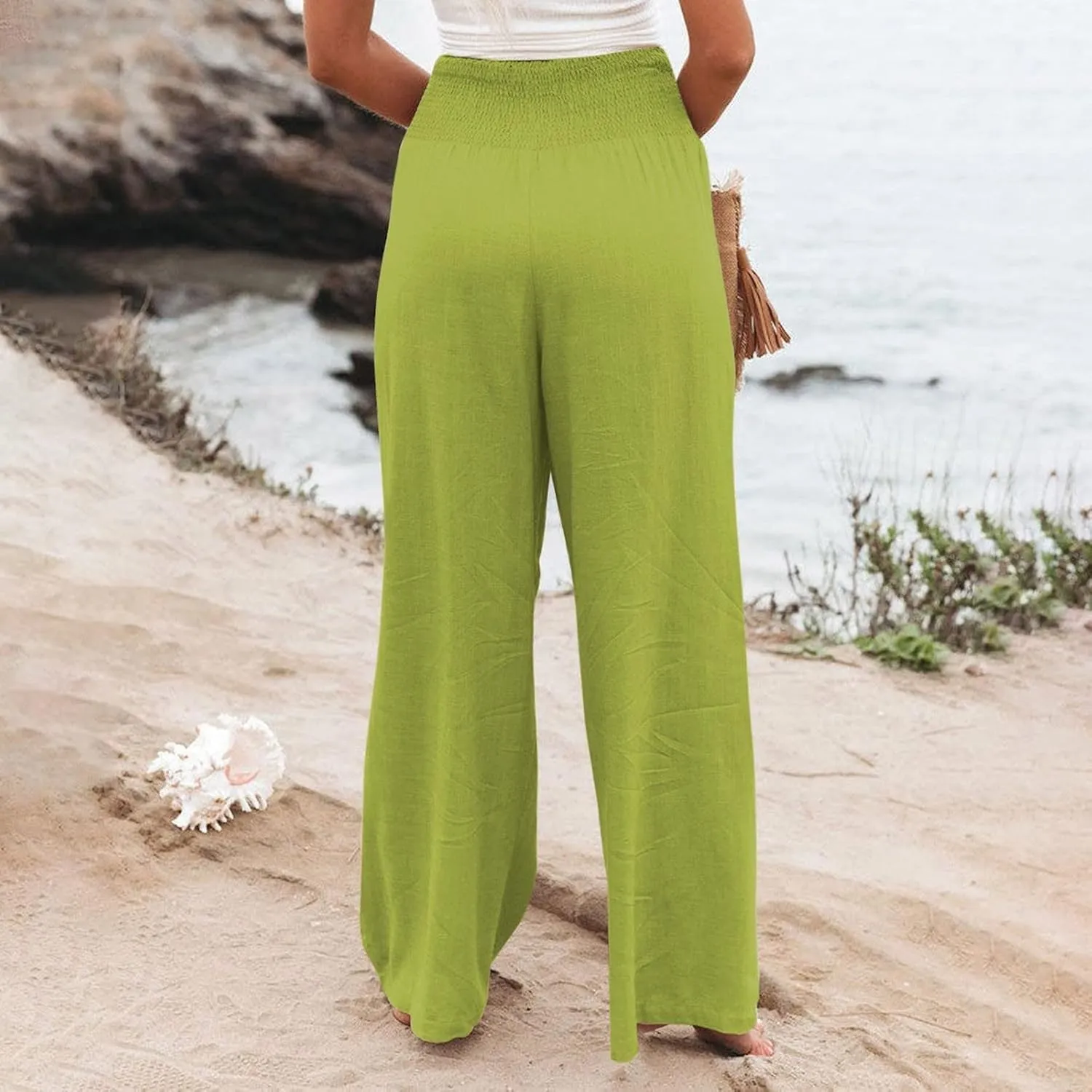 High Waisted Work Pants for Women Winter Straight-Leg Yoga Capris with Pockets Fleece Lined High Waisted