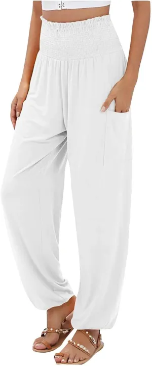 High Waisted Work Pants for Women Winter Straight-Leg Yoga Capris with Pockets Fleece Lined High Waisted