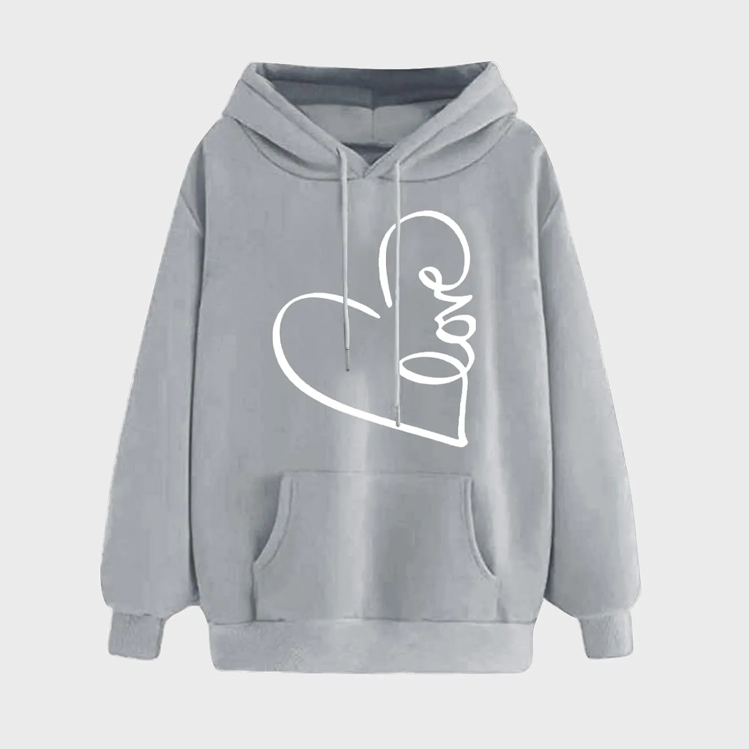 Hoodie for Women 2024 Fall Fashion Heart Print Long Sleeve Casual Loose Fit Tops Teen Girls Oversized Sweatshirts