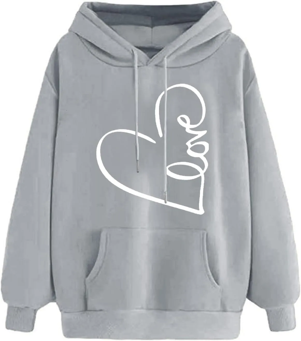 Hoodie for Women 2024 Fall Fashion Heart Print Long Sleeve Casual Loose Fit Tops Teen Girls Oversized Sweatshirts