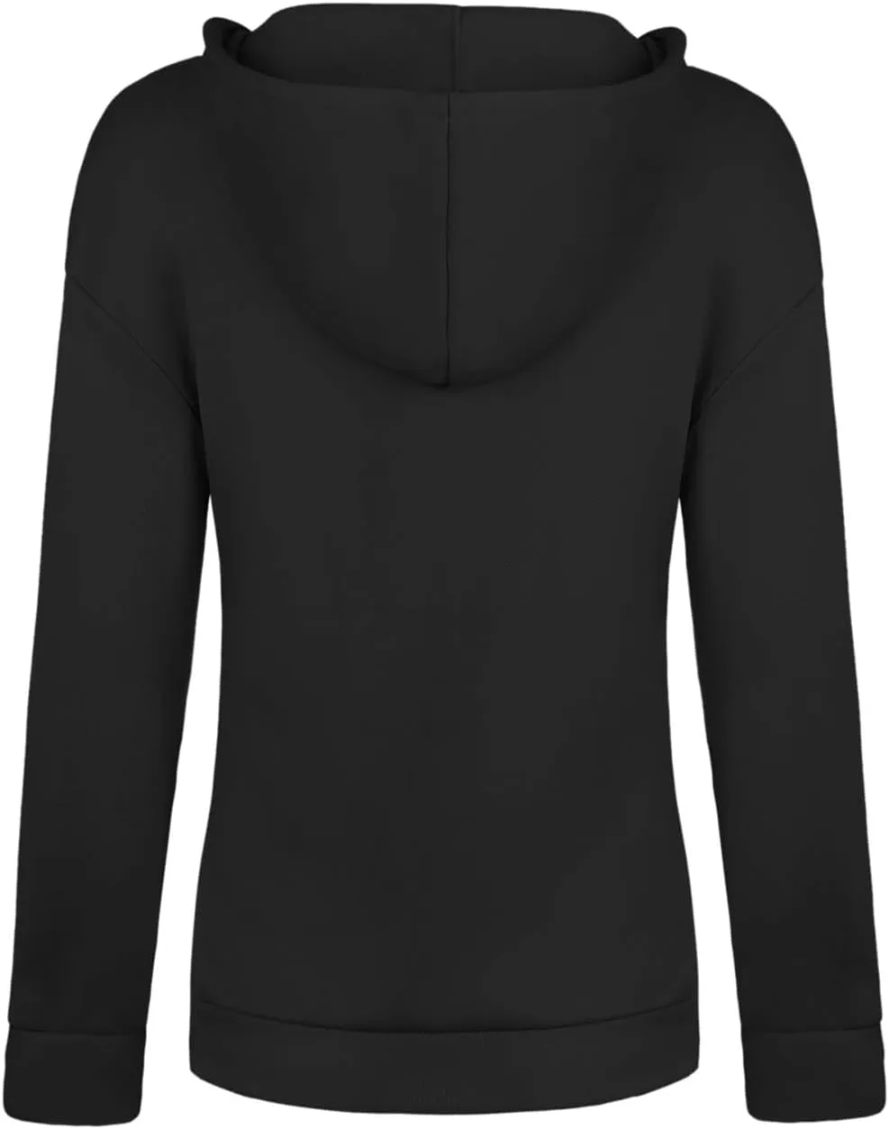 Hoodies For Women Casual Solid Color Long Sleeve v Neck Hooded Sweatshirt Loose Comfy Fall Fashion Pullover Tops 2024
