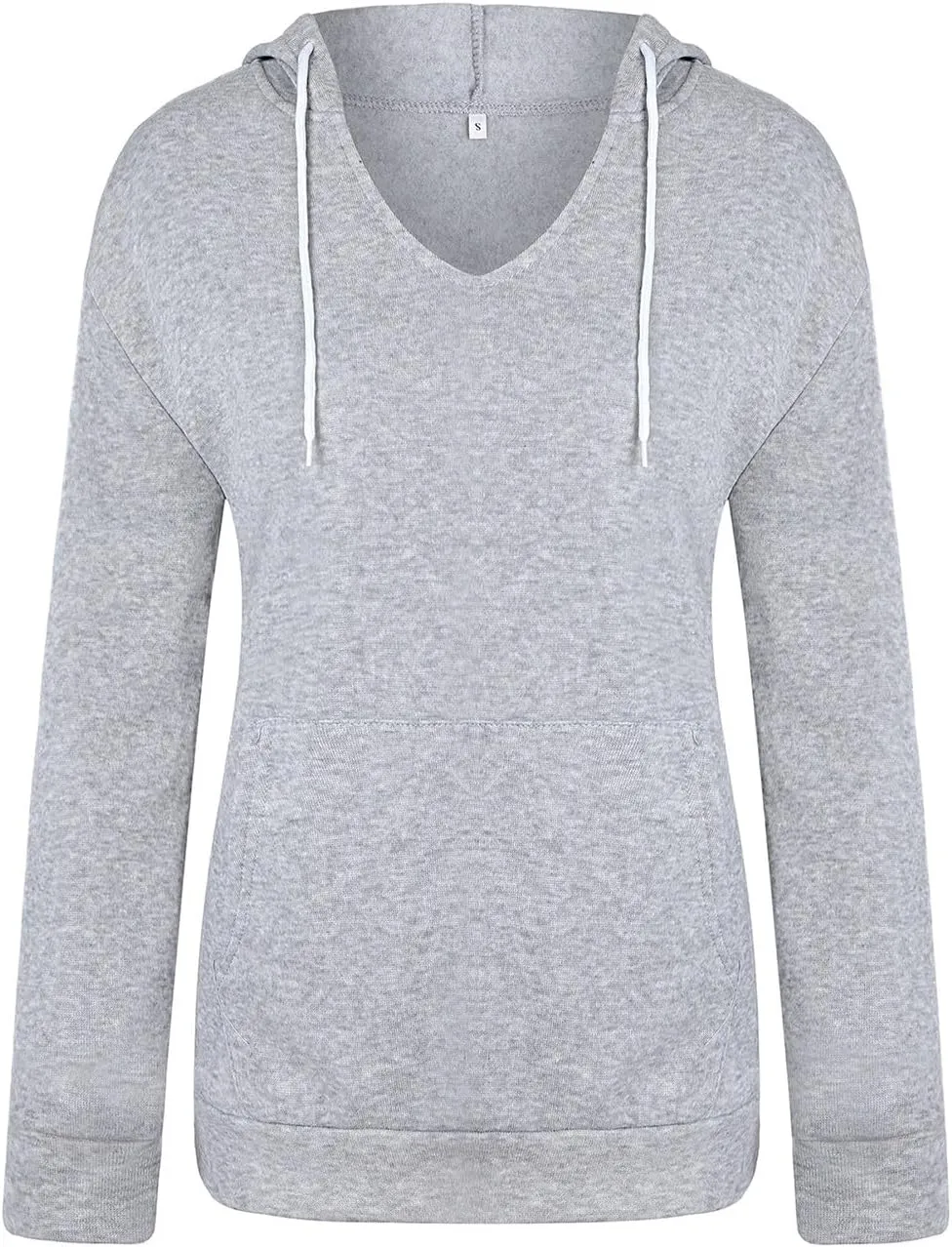 Hoodies For Women Casual Solid Color Long Sleeve v Neck Hooded Sweatshirt Loose Comfy Fall Fashion Pullover Tops 2024