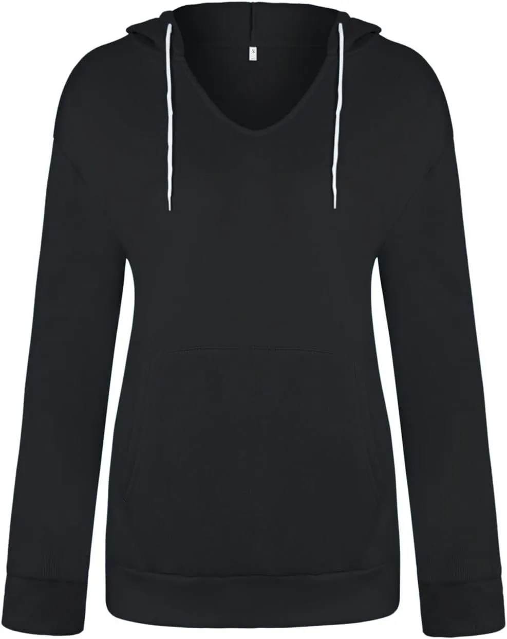 Hoodies For Women Casual Solid Color Long Sleeve v Neck Hooded Sweatshirt Loose Comfy Fall Fashion Pullover Tops 2024