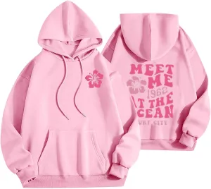 Hoodies Preppy Sweatshirt For Teen Girls Oversized Drawstring Hooded Pullover Tops Fall y2k Clothes oversized hoodies for girls Pink L