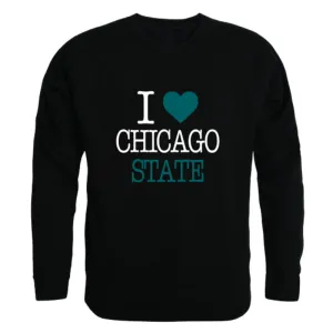 I Love Chicago State University Cougars Fleece Crewneck Pullover Sweatshirt