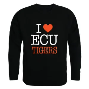 I Love East Central University Tigers Fleece Crewneck Pullover Sweatshirt