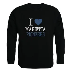 I Love Marietta College Pioneers Fleece Crewneck Pullover Sweatshirt