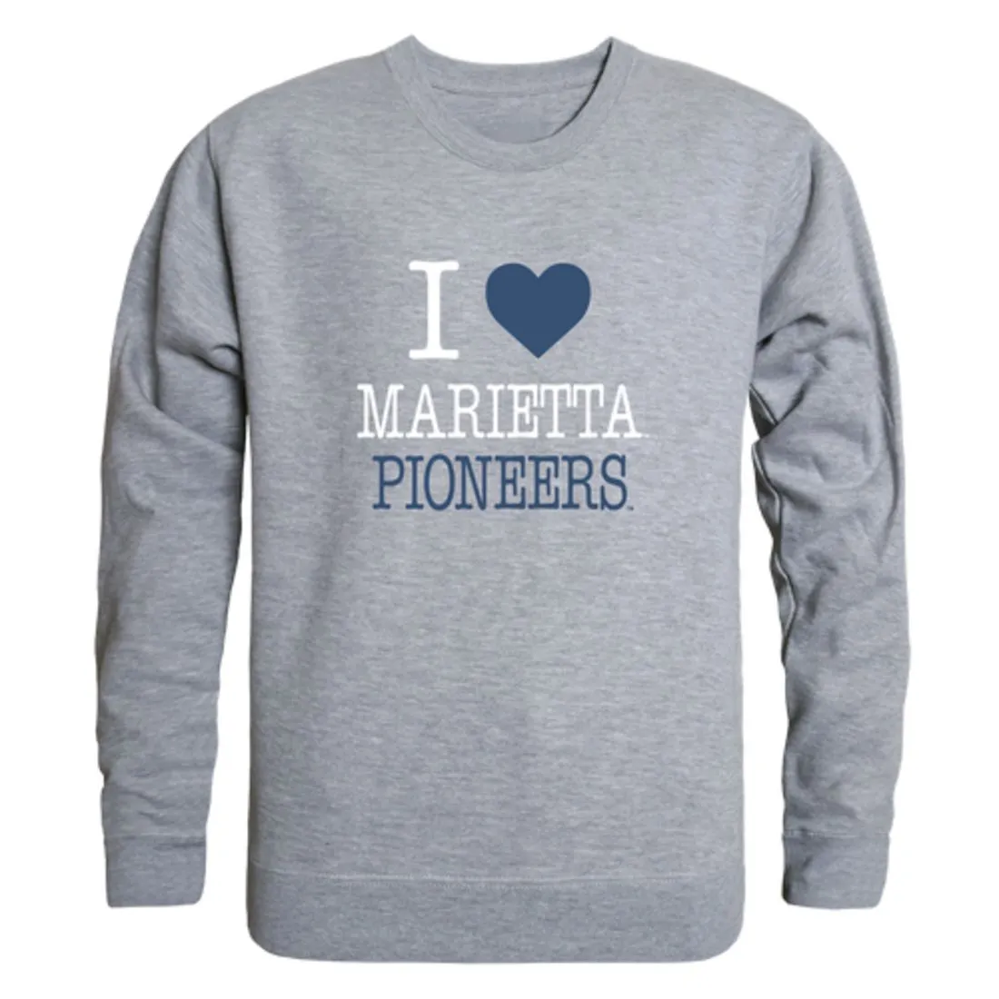 I Love Marietta College Pioneers Fleece Crewneck Pullover Sweatshirt