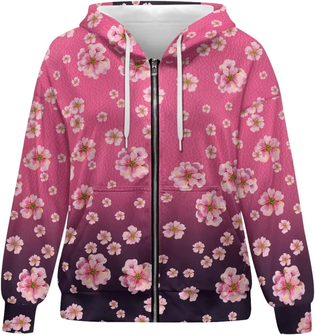 JEOCODY Zip Up Hoodie Women Oversized Hoodie Casual Long Sleeve Graphic Jackets with Pockets Zipper Drawstring