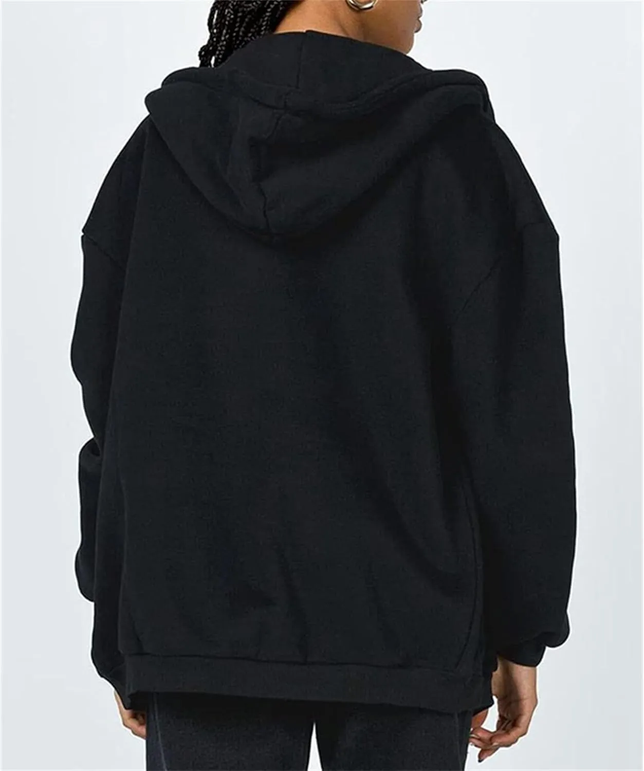 JEsilunmaMY Women's Zip Up Oversized Cute Hoodies Long Sleeve Fall Jacket Sweatshirts Y2K Drawstring Jackets with Pockets