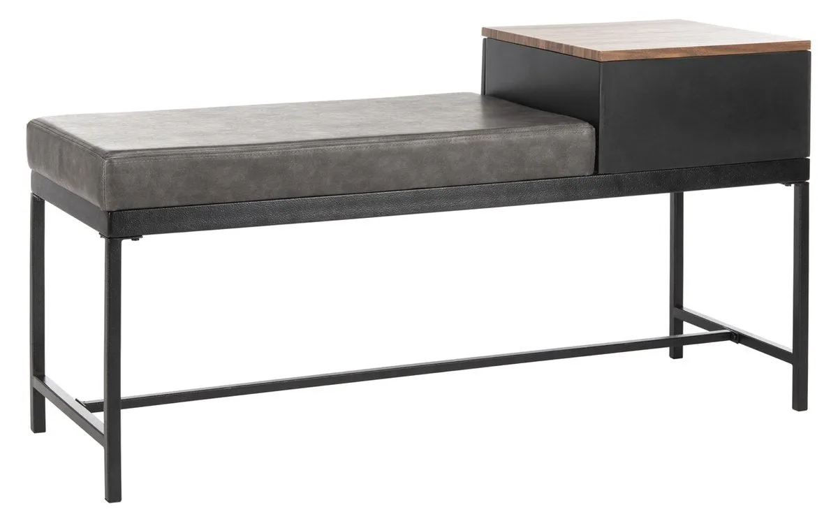 Jewel Bench with Storage Light Brown/ Grey