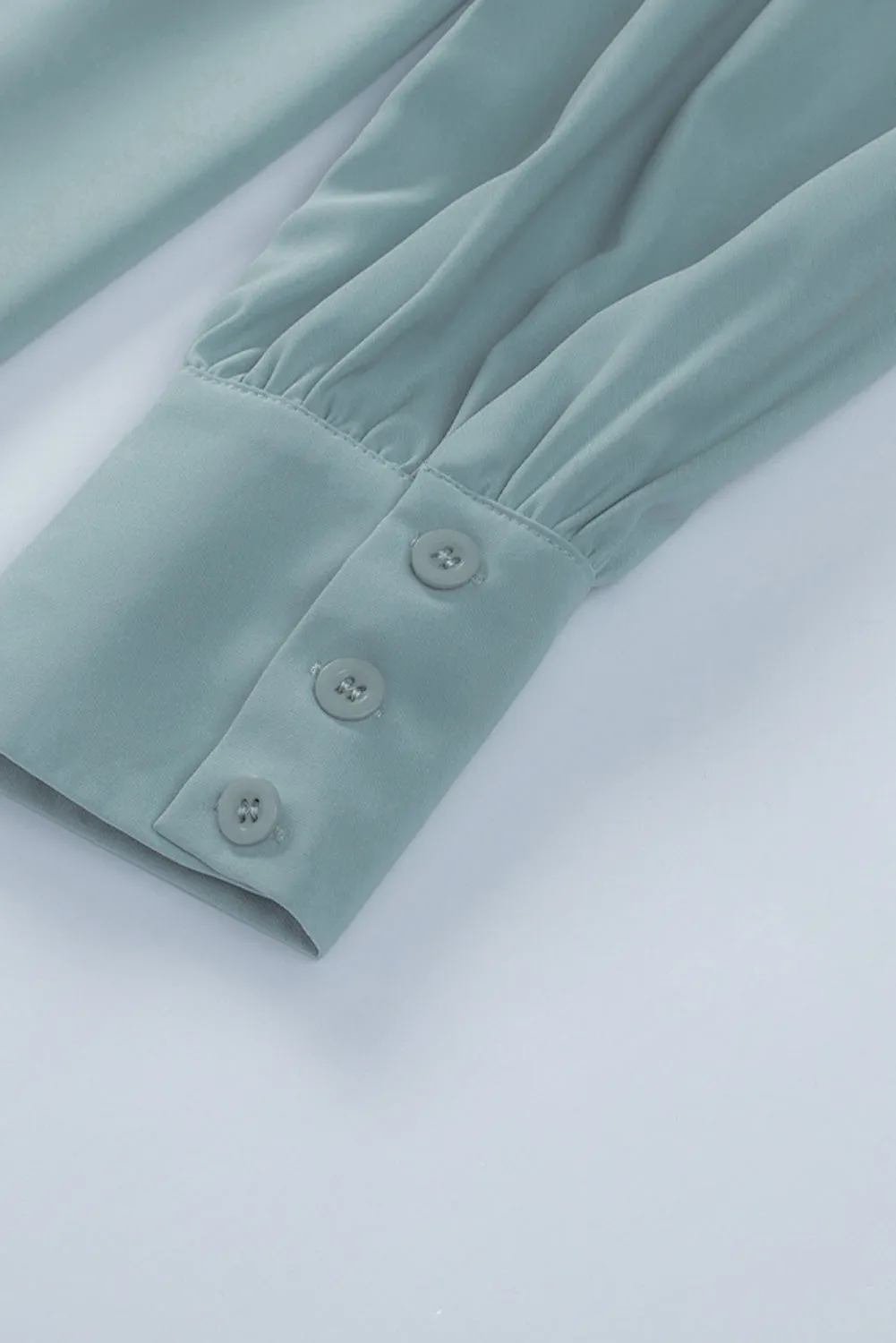 Khaki Solid Button-up Loose Long Sleeve Shirt