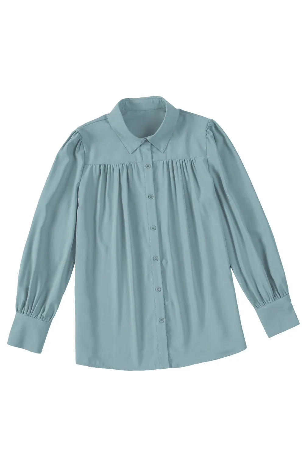 Khaki Solid Button-up Loose Long Sleeve Shirt