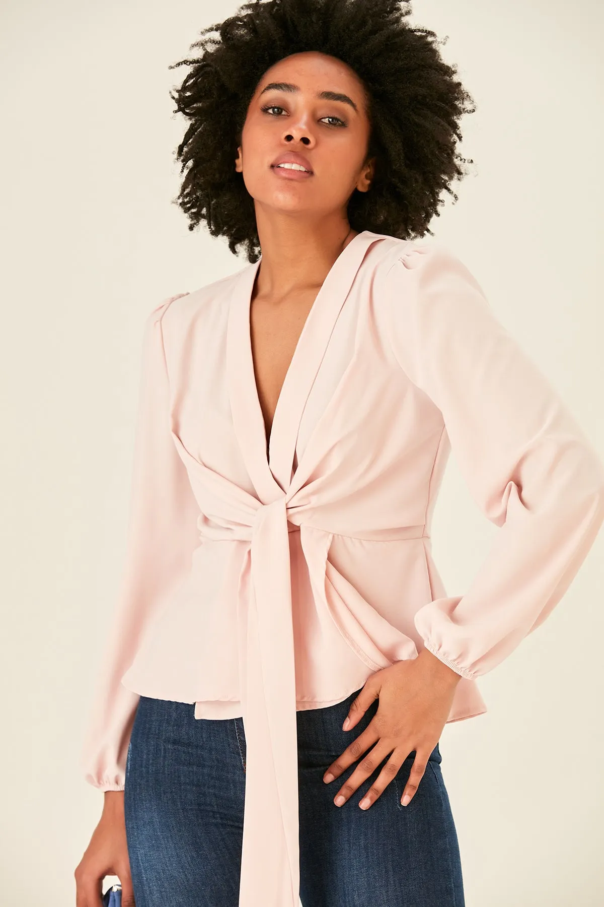 Knot Long Sleeve top in Blush