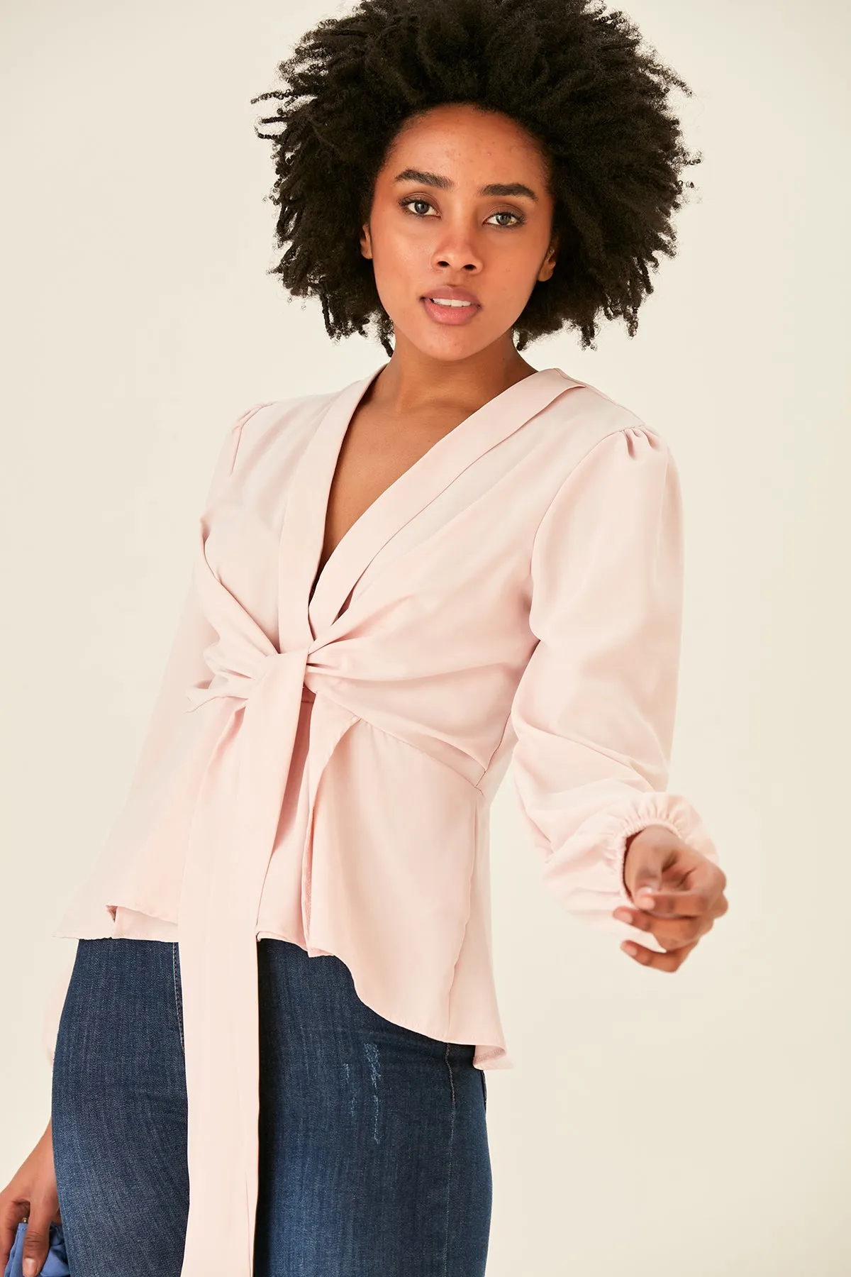 Knot Long Sleeve top in Blush
