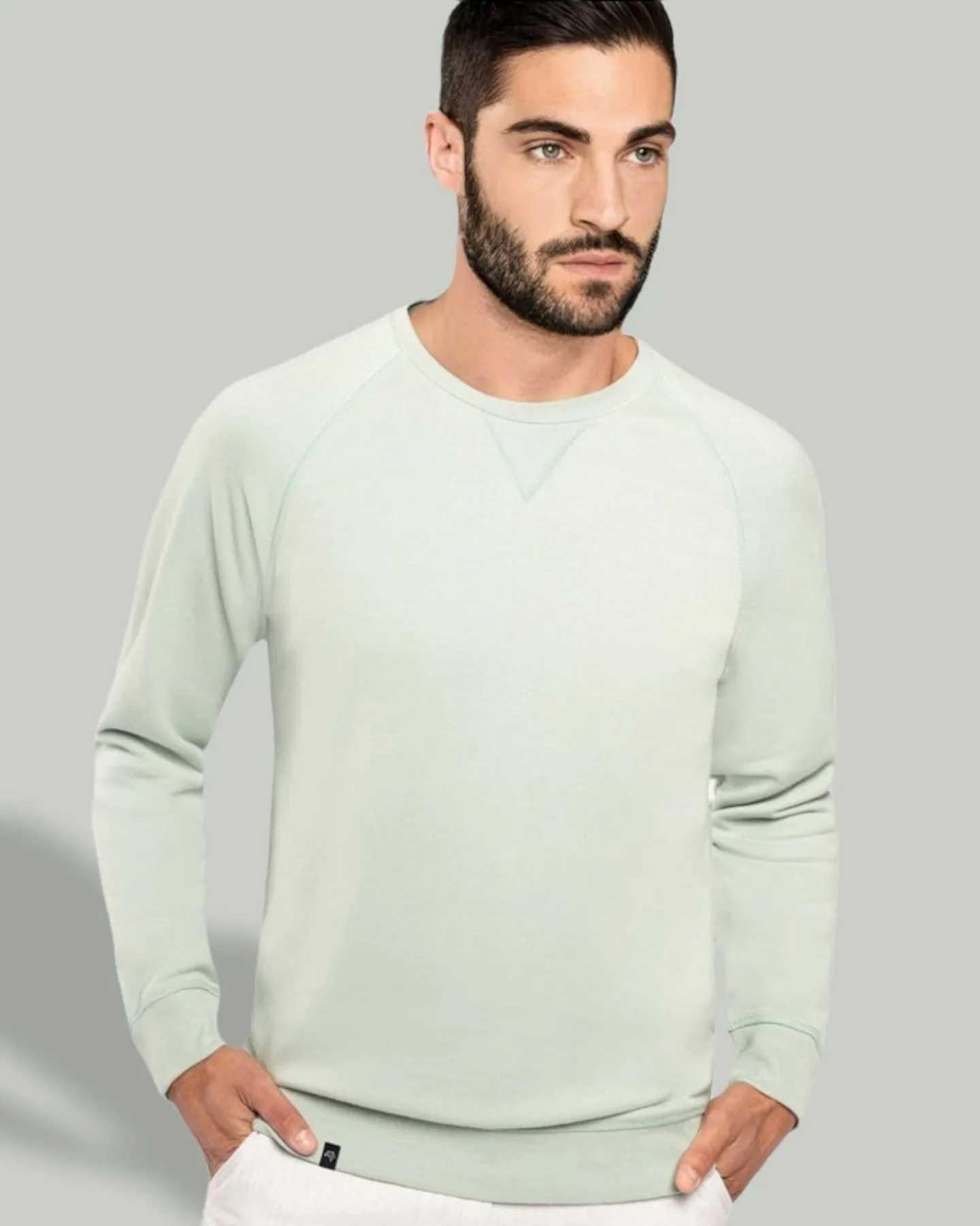 KRB K480 ― Unisex Raglan Sweatshirt mit Bio-Baumwolle - Blau Sage Grün