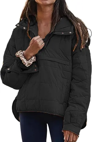 Kubbon Womens Oversized Hooded Puffer Jacket Quilted Lightweight Soft Comfy Padded Hoodies Coat Long Sleeve Warm Winter Coat