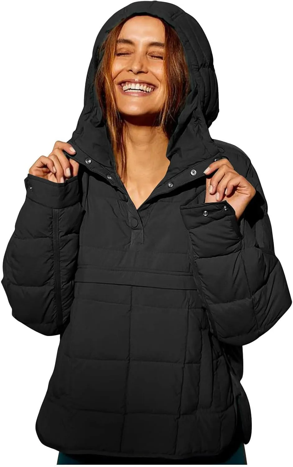 Kubbon Womens Oversized Hooded Puffer Jacket Quilted Lightweight Soft Comfy Padded Hoodies Coat Long Sleeve Warm Winter Coat