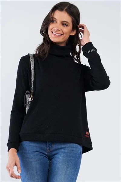 Lace Up Tie Back Detail Turtleneck Top