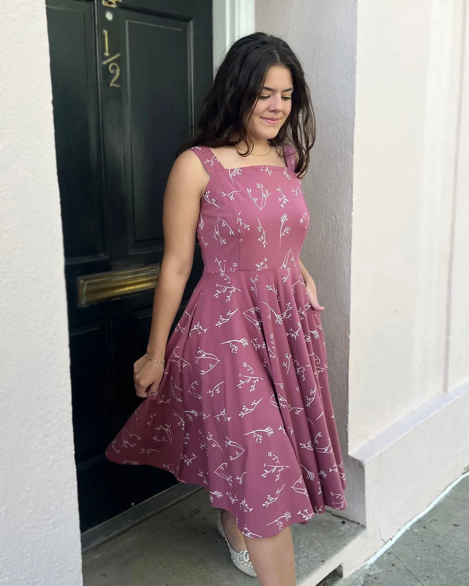 LAVANDE dress in Vintage Mauve/White
