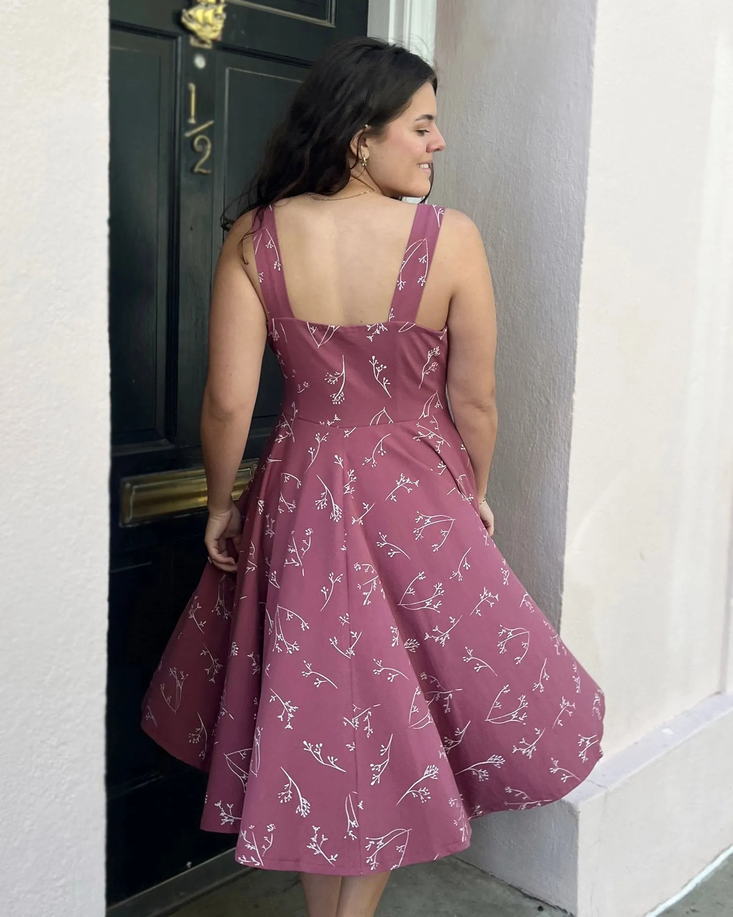 LAVANDE dress in Vintage Mauve/White