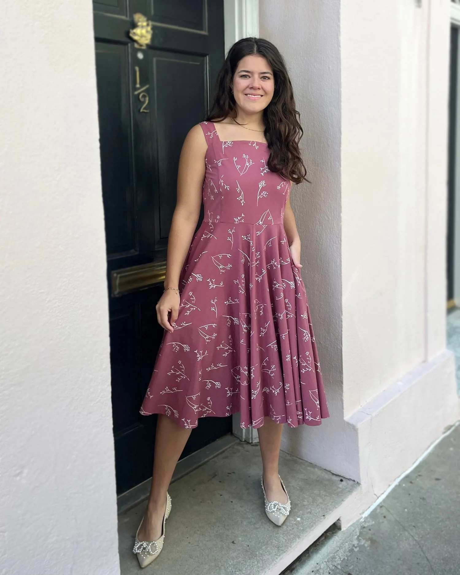 LAVANDE dress in Vintage Mauve/White