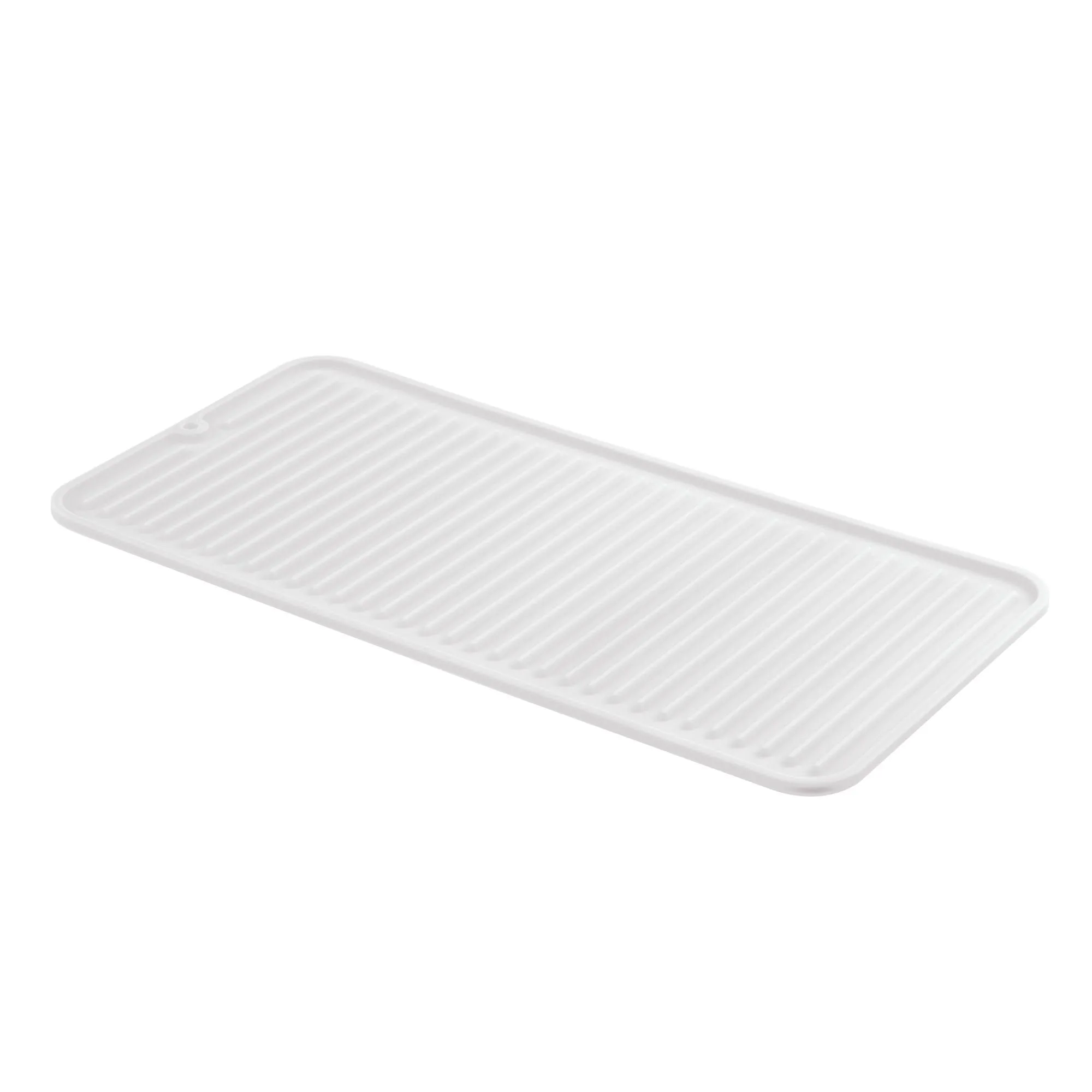 mDesign Silicone Dish Drying Mat and Protector for Kitchen Countertops, Sinks - Ribbed Design - Non-Slip, Waterproof, Heat Resistant, Dishwasher Safe - Small - 2 Pack - Clear