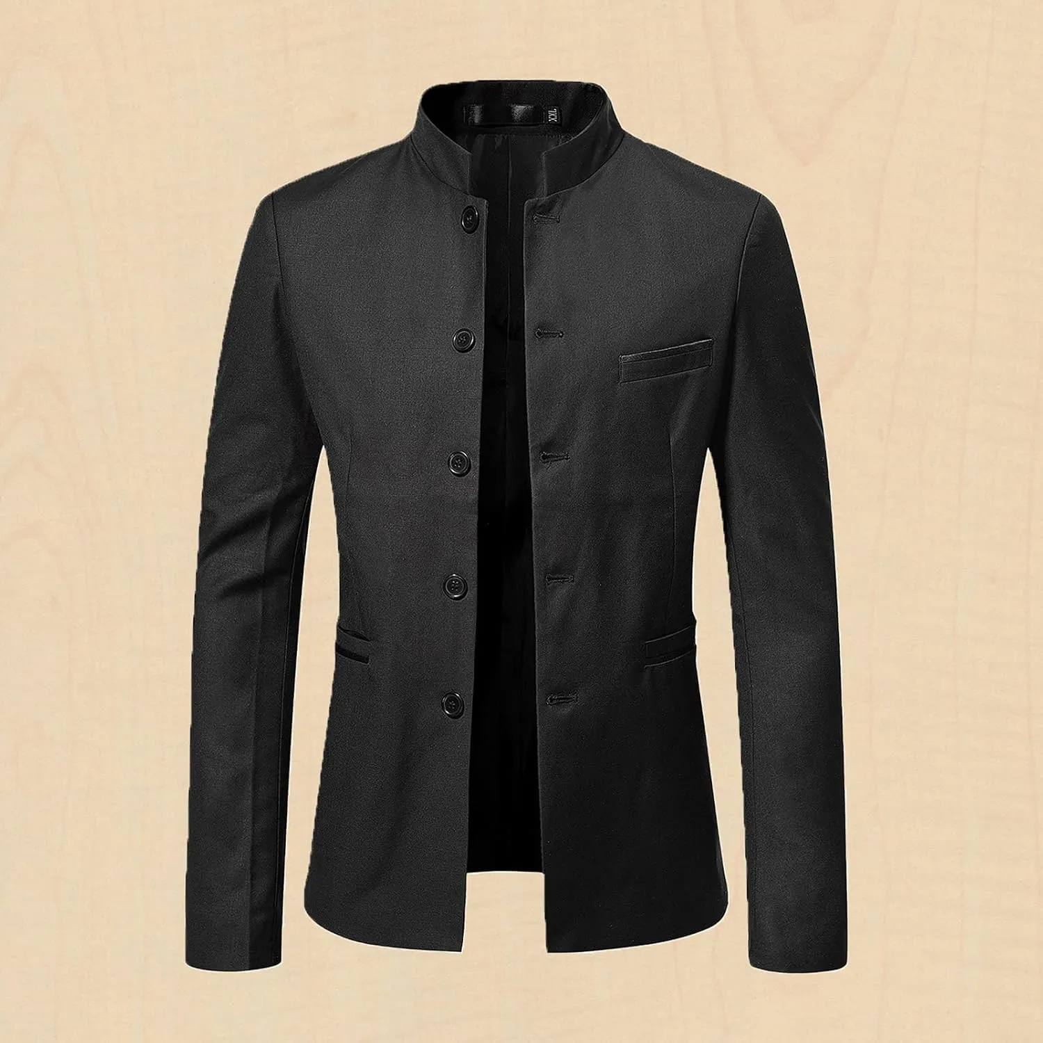 Mens Chinese Tunic Suits Mandarin Collar Formal Suit Jacket Slim Fit Front Button Blazer Japanese School Uniform Coat