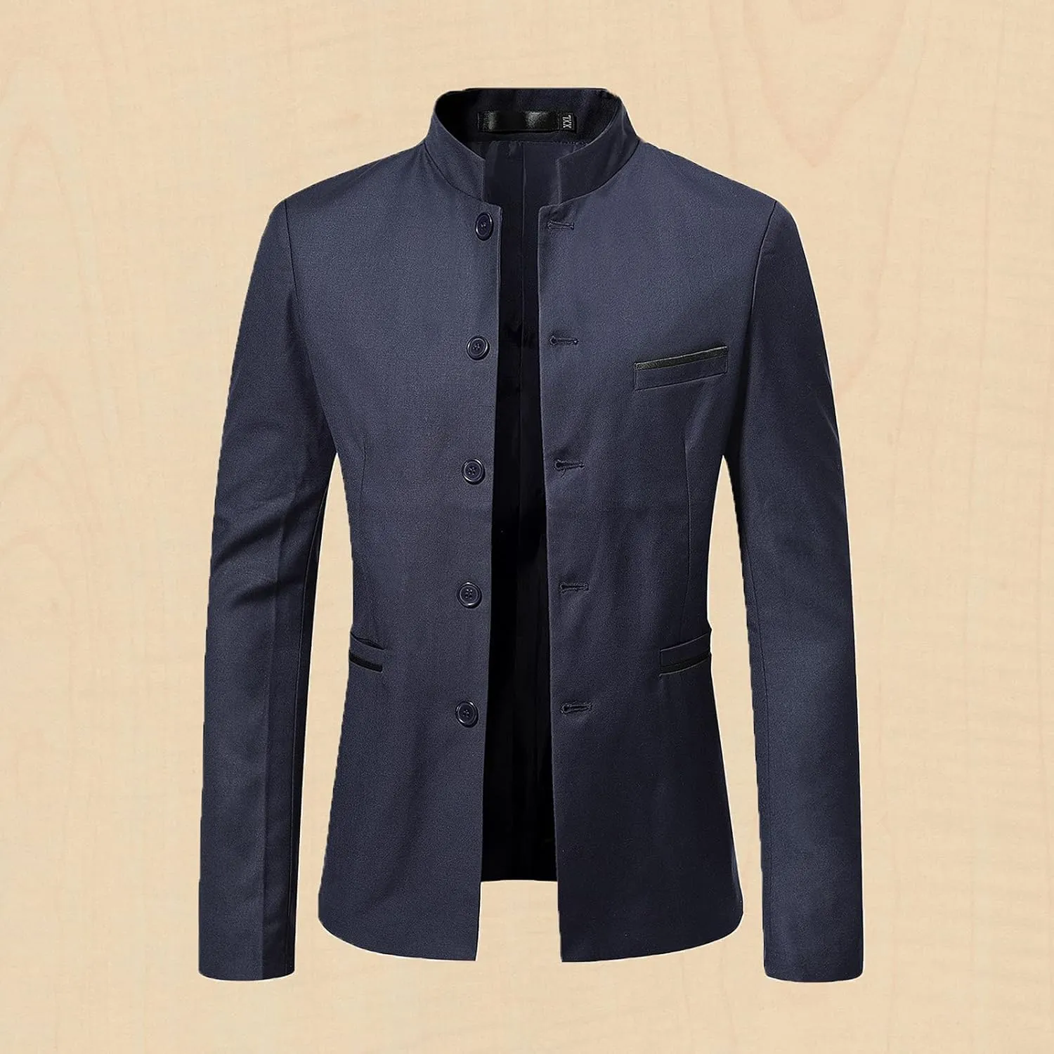 Mens Chinese Tunic Suits Mandarin Collar Formal Suit Jacket Slim Fit Front Button Blazer Japanese School Uniform Coat